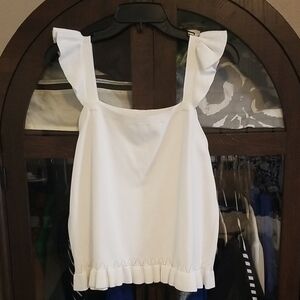 LOFT White Ruffle Strap Camisole